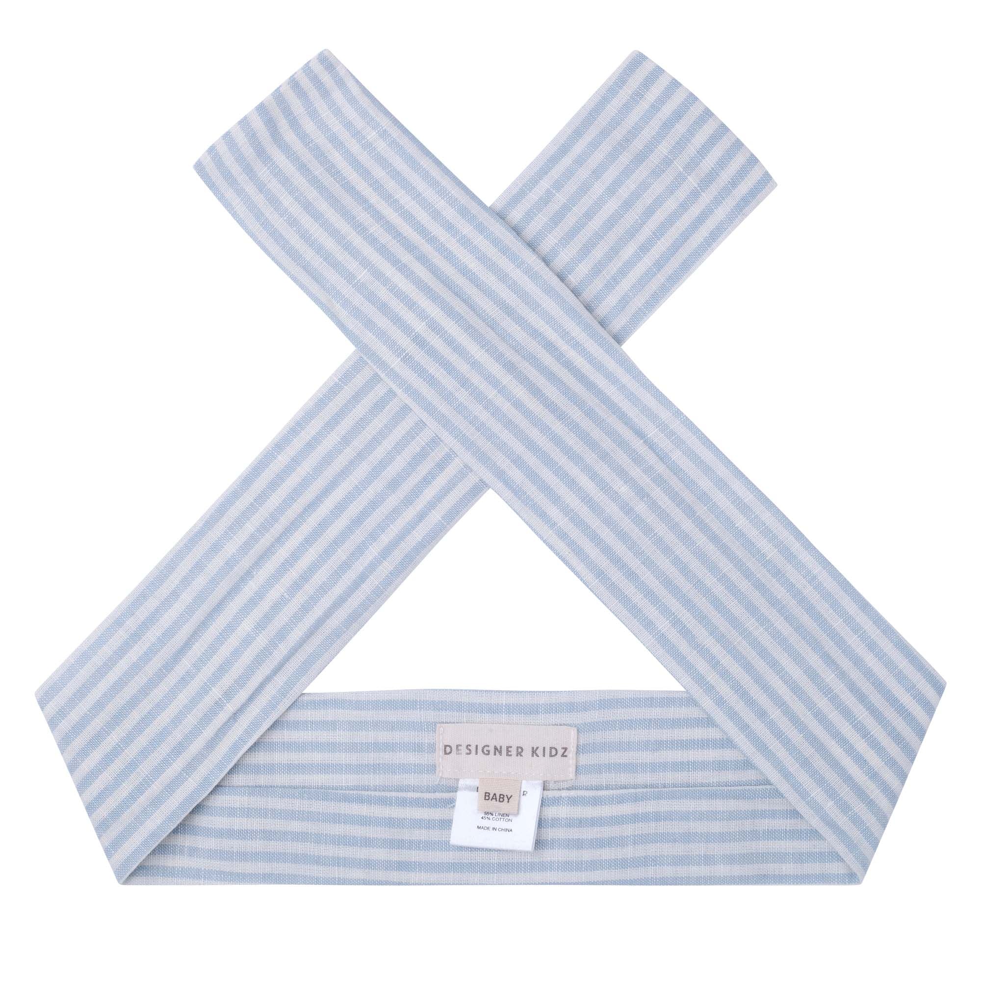 Linen Headband - Sky Blue Stripe - Designer Kidz