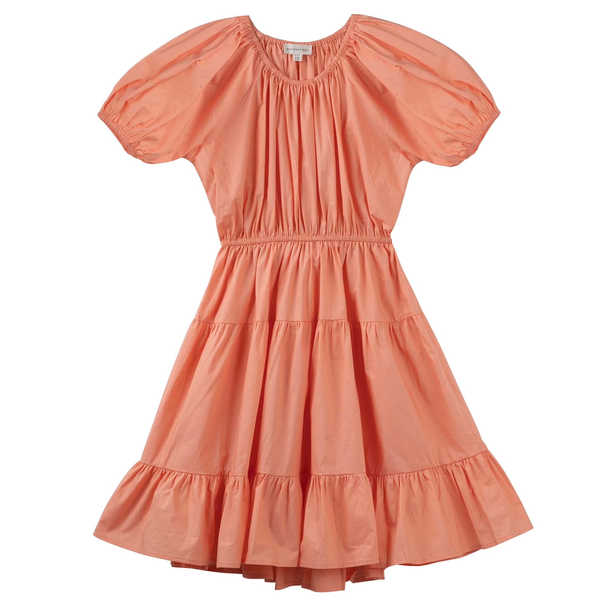 Lydia Tiered Dress - Peach - Designer Kidz