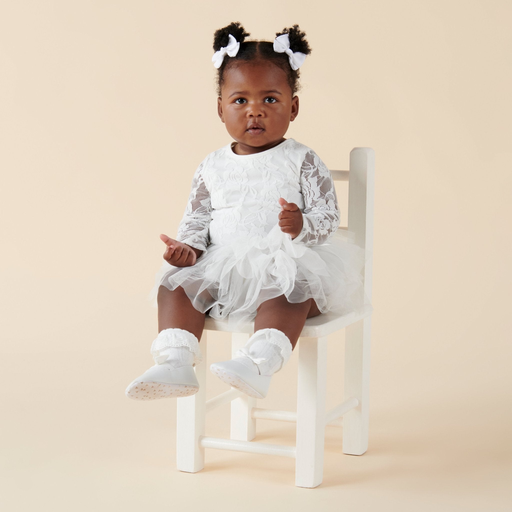 My First Lace Romper L/S - Ivory - Designer Kidz