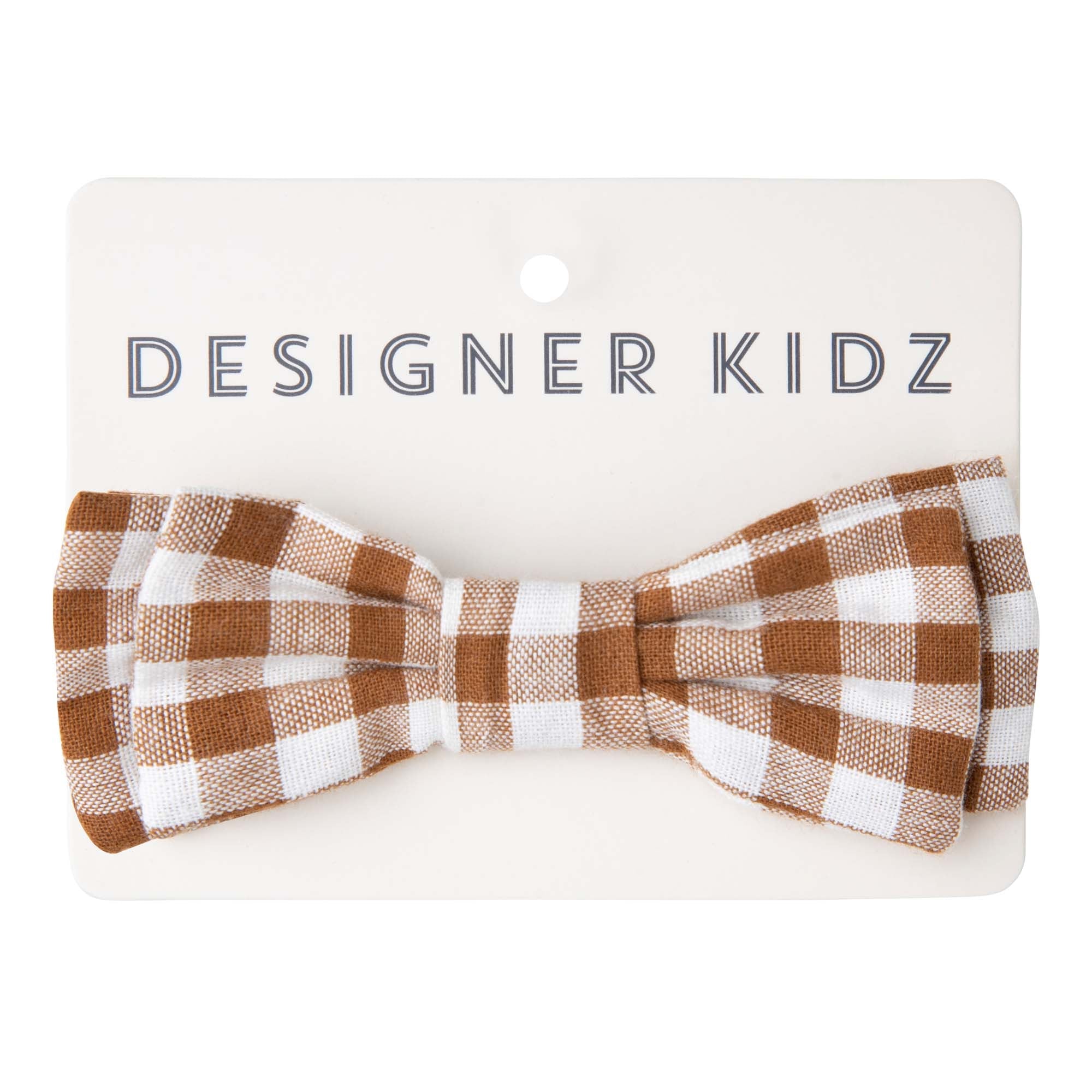 Oliver Gingham Bow Tie - Cocoa Gingham - Designer Kidz