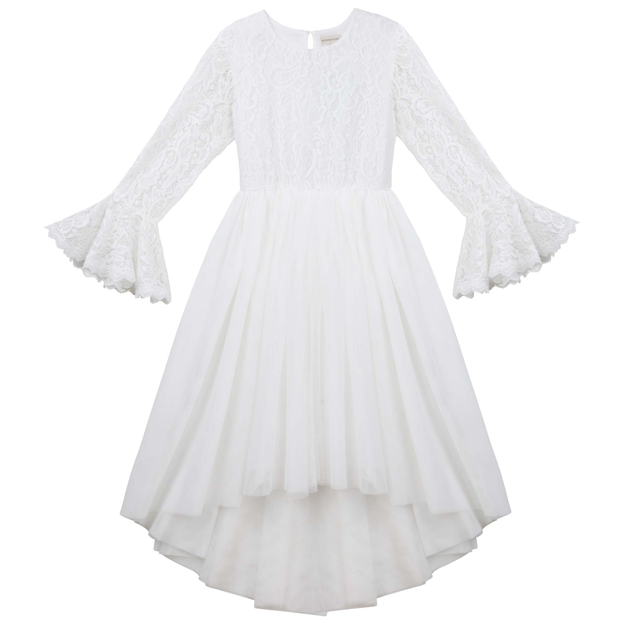 Olivia L/S Lace Dress - Ivory - Designer Kidz