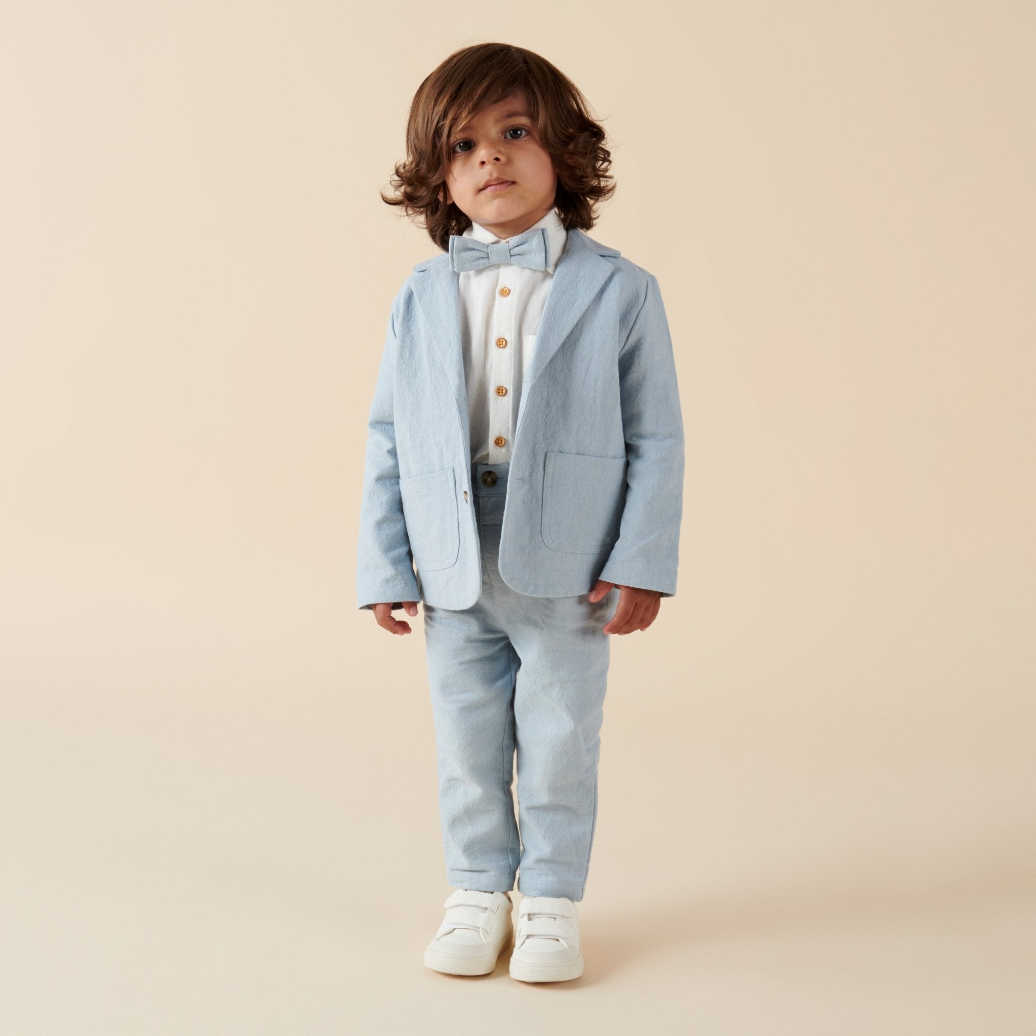 Oscar Linen Suit Jacket - Ice Blue - Designer Kidz