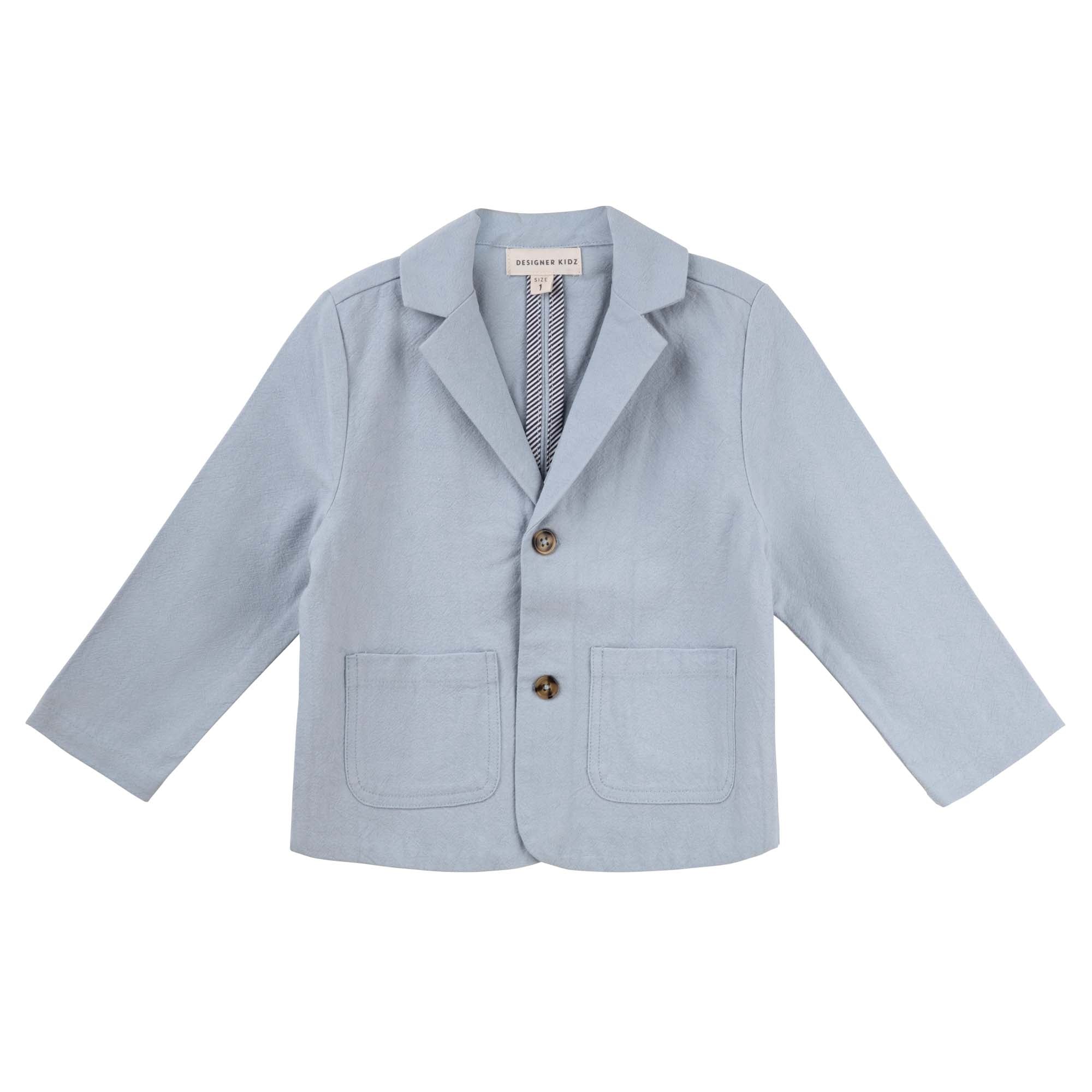 Oscar Linen Suit Jacket - Ice Blue - Designer Kidz