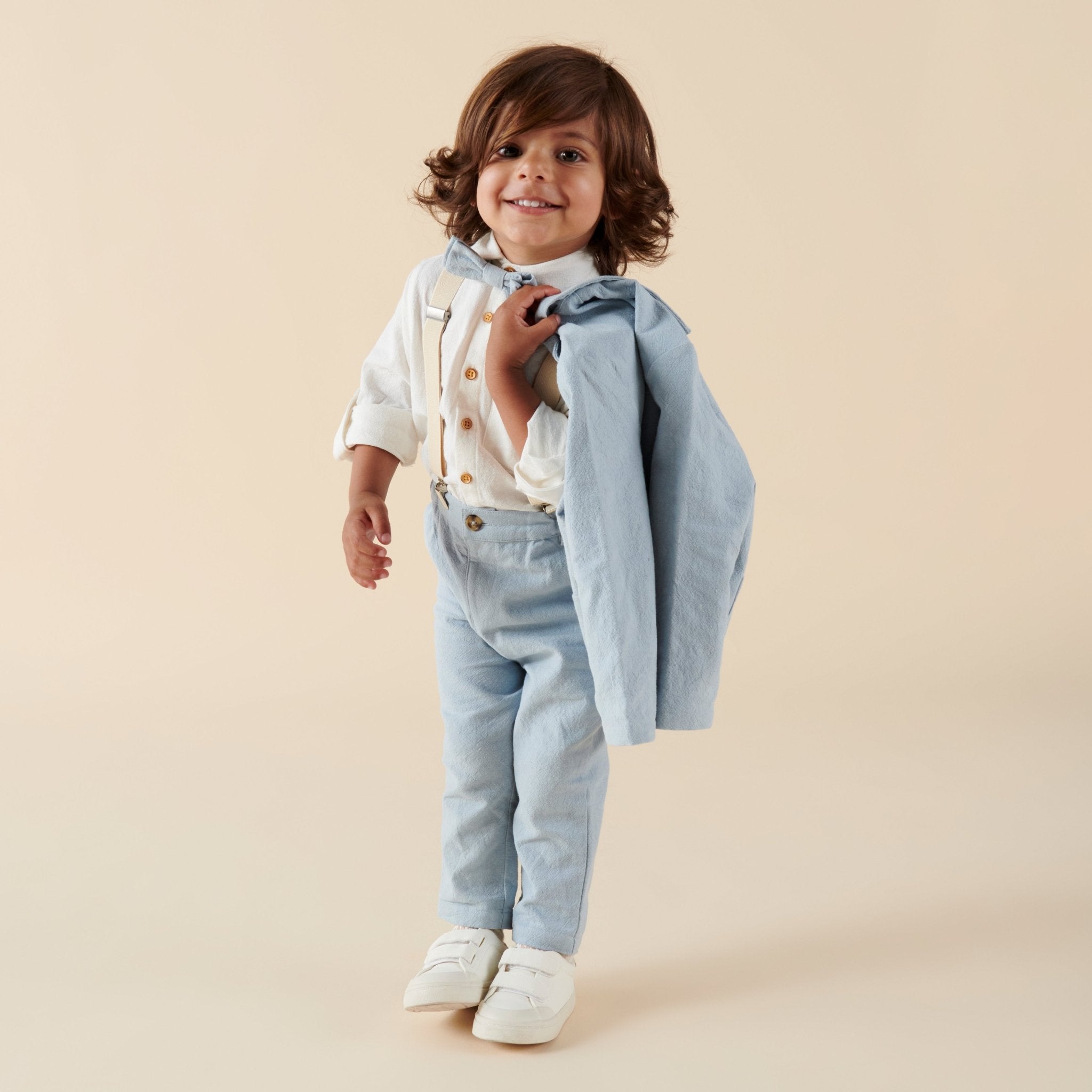 Oscar Linen Suit Jacket - Ice Blue - Designer Kidz