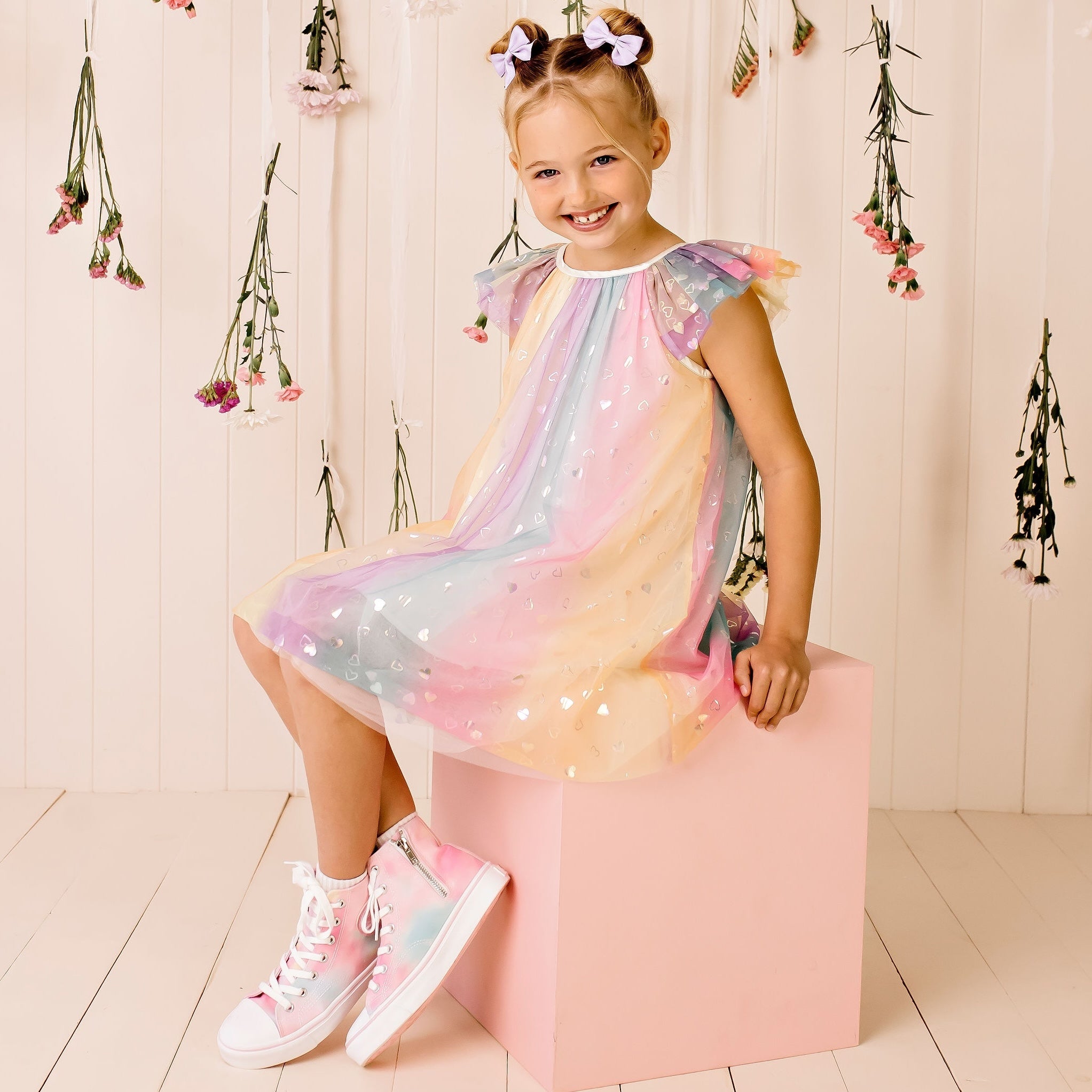 Rainbow Sparkle Twirl Dress - Designer Kidz