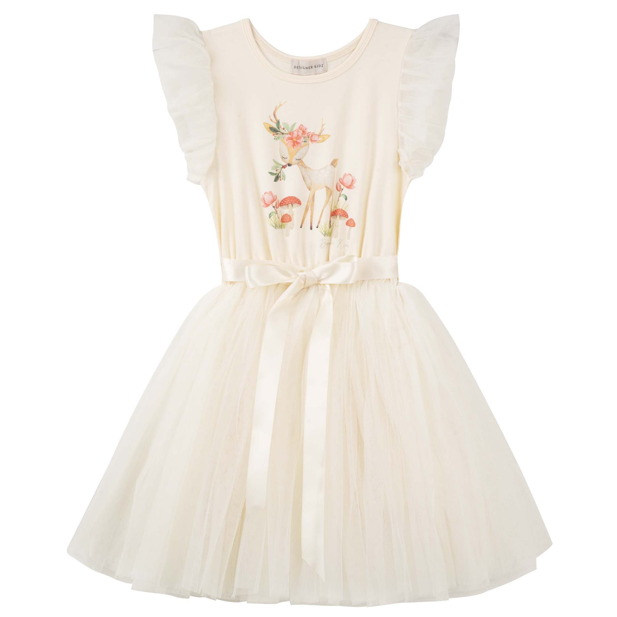 Reindeer Garden Tutu Dress - Antique Cream - Designer Kidz