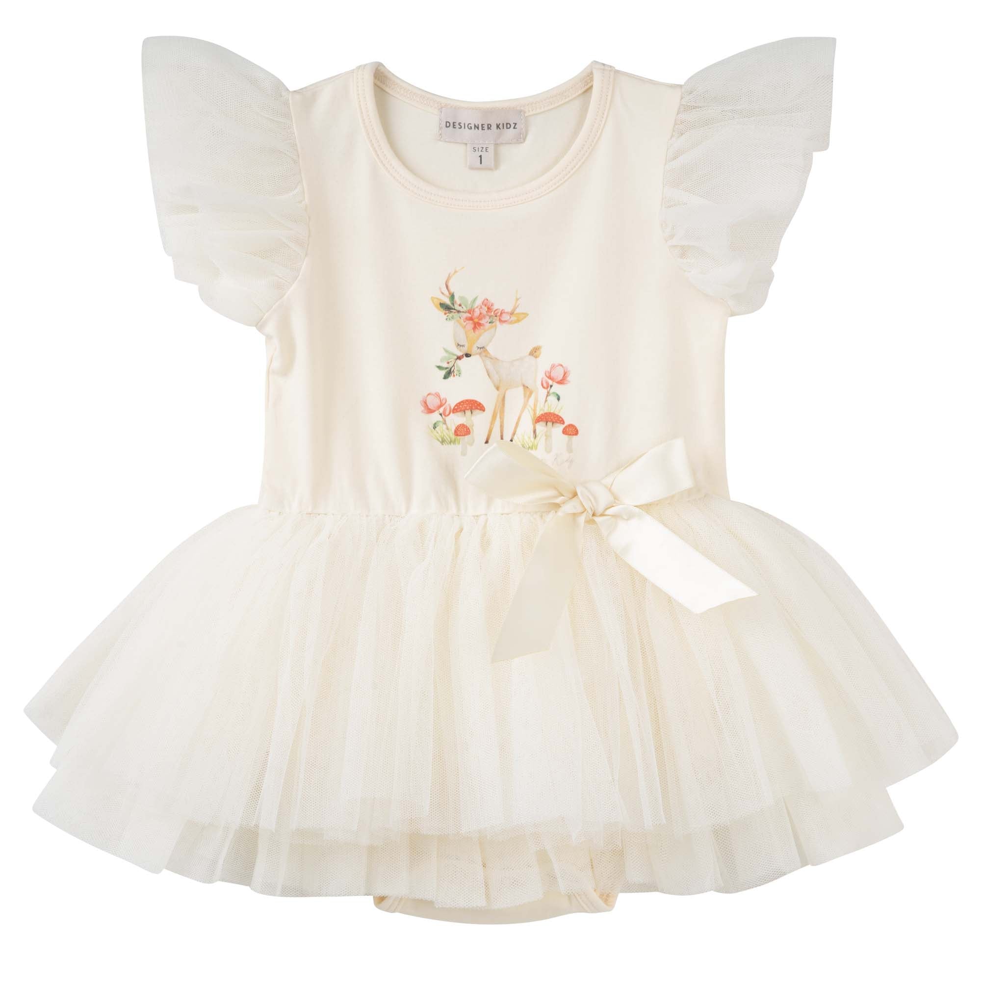 Reindeer Garden Tutu Romper - Antique Cream - Designer Kidz