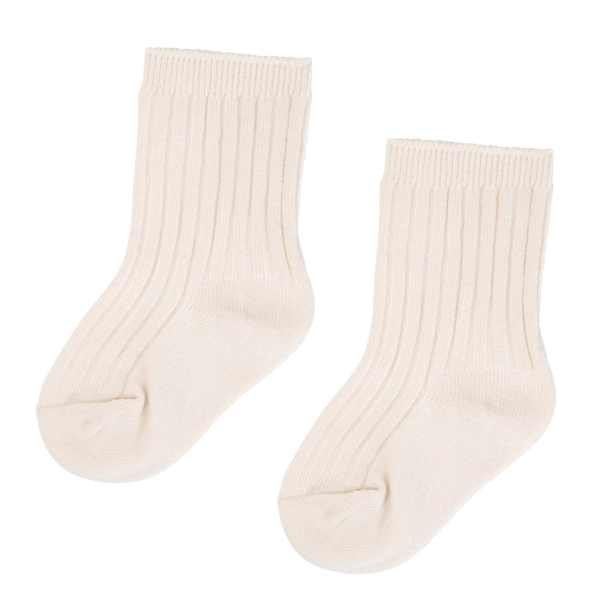 Rib Crew Socks - Ecru - Designer Kidz