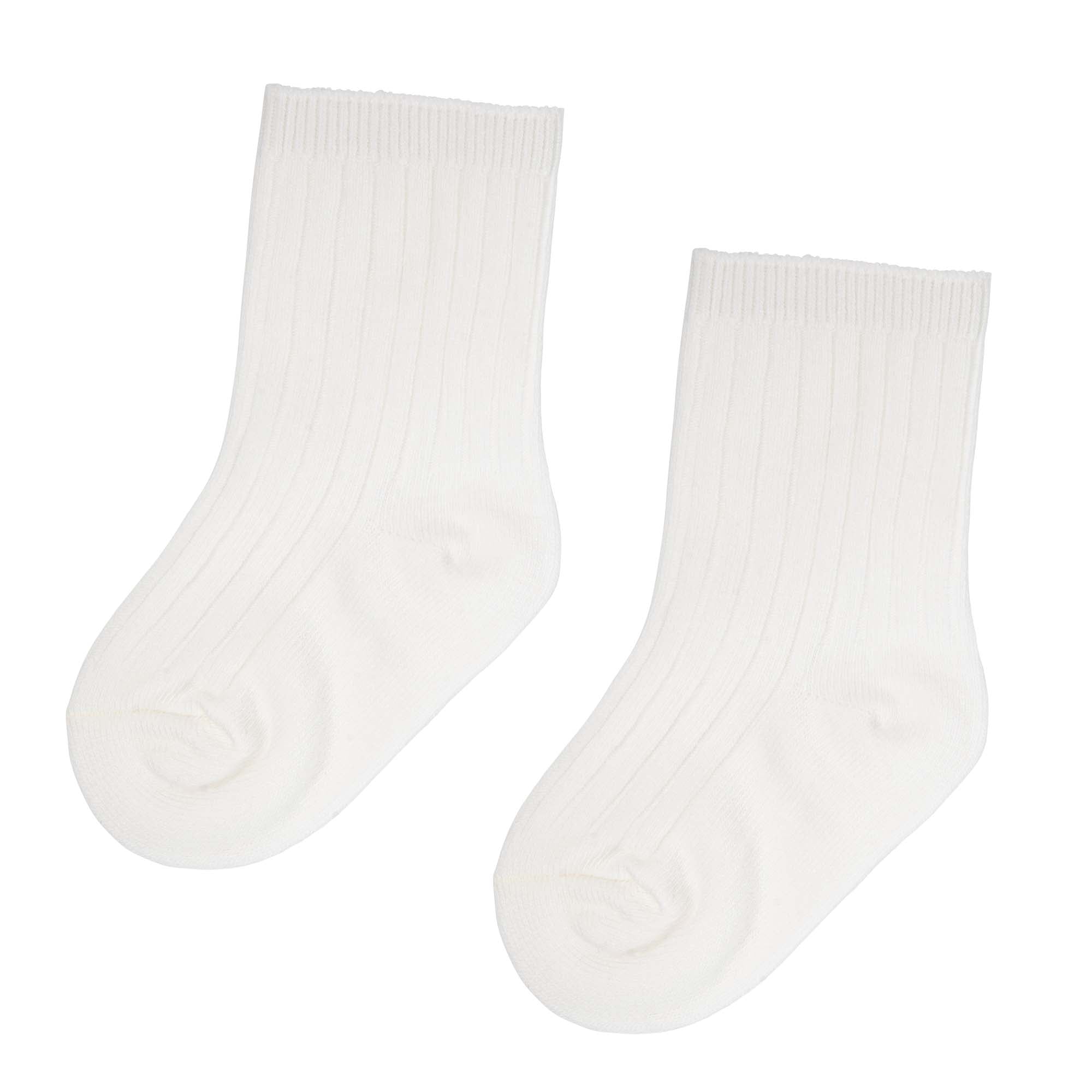 Rib Crew Socks - Ivory - Designer Kidz