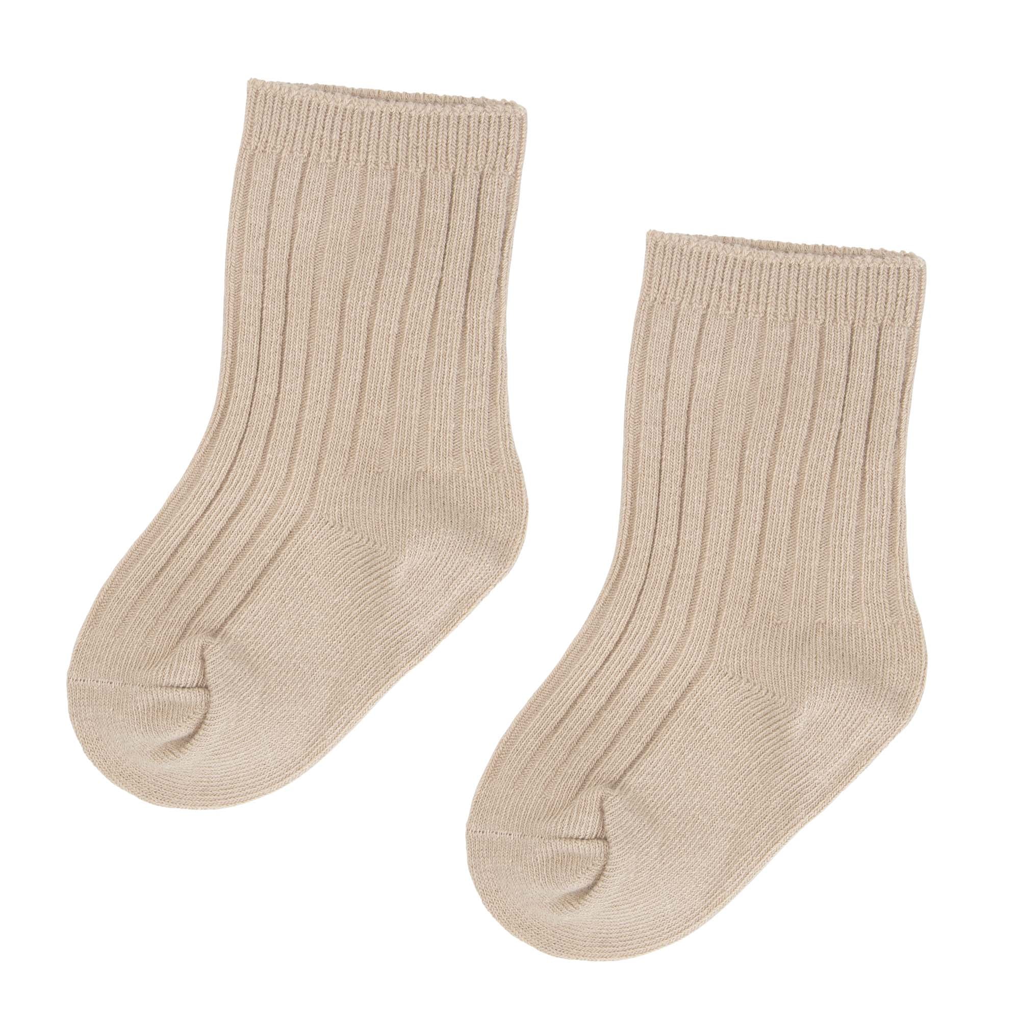 Rib Crew Socks - Latte - Designer Kidz