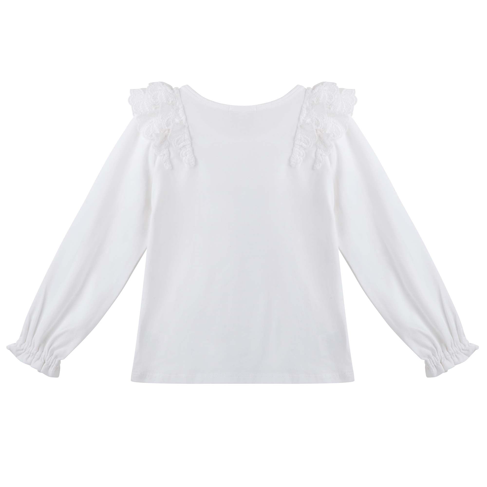 Rosalie Lace Frill L/S Top - Ivory - Designer Kidz