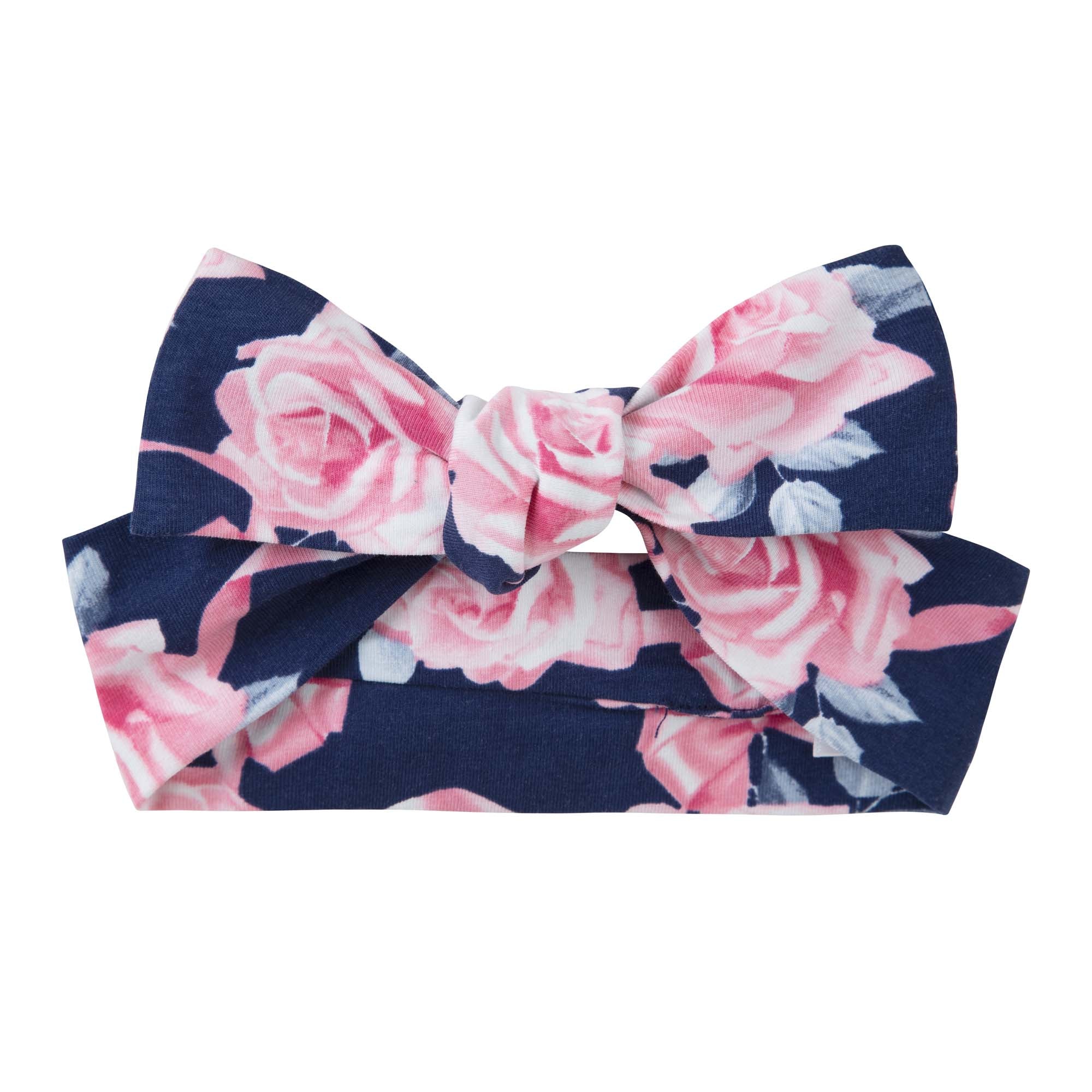 Rose Bow Headband - Navy - Designer Kidz