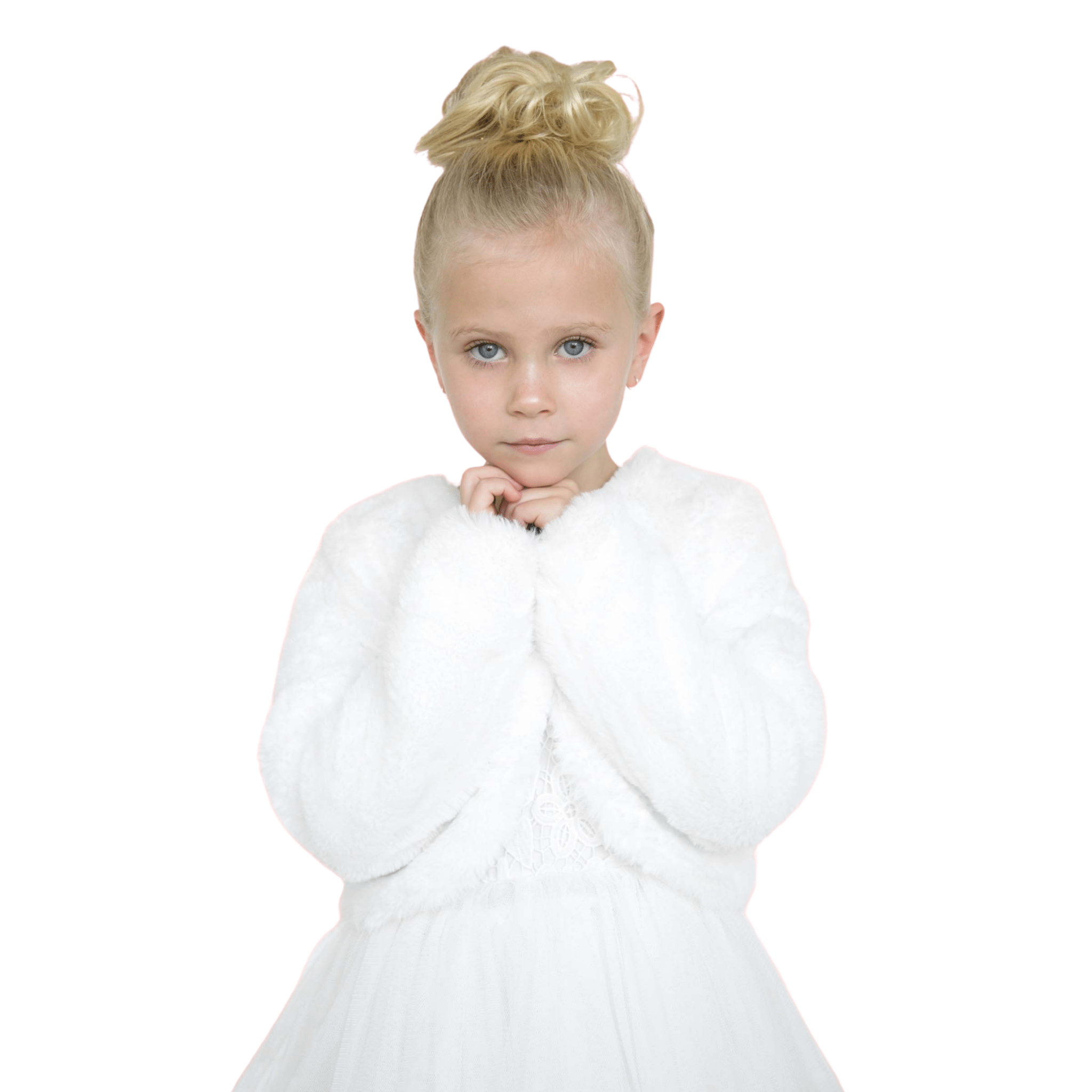 Sarah Faux Fur Jacket - Ivory - Designer Kidz