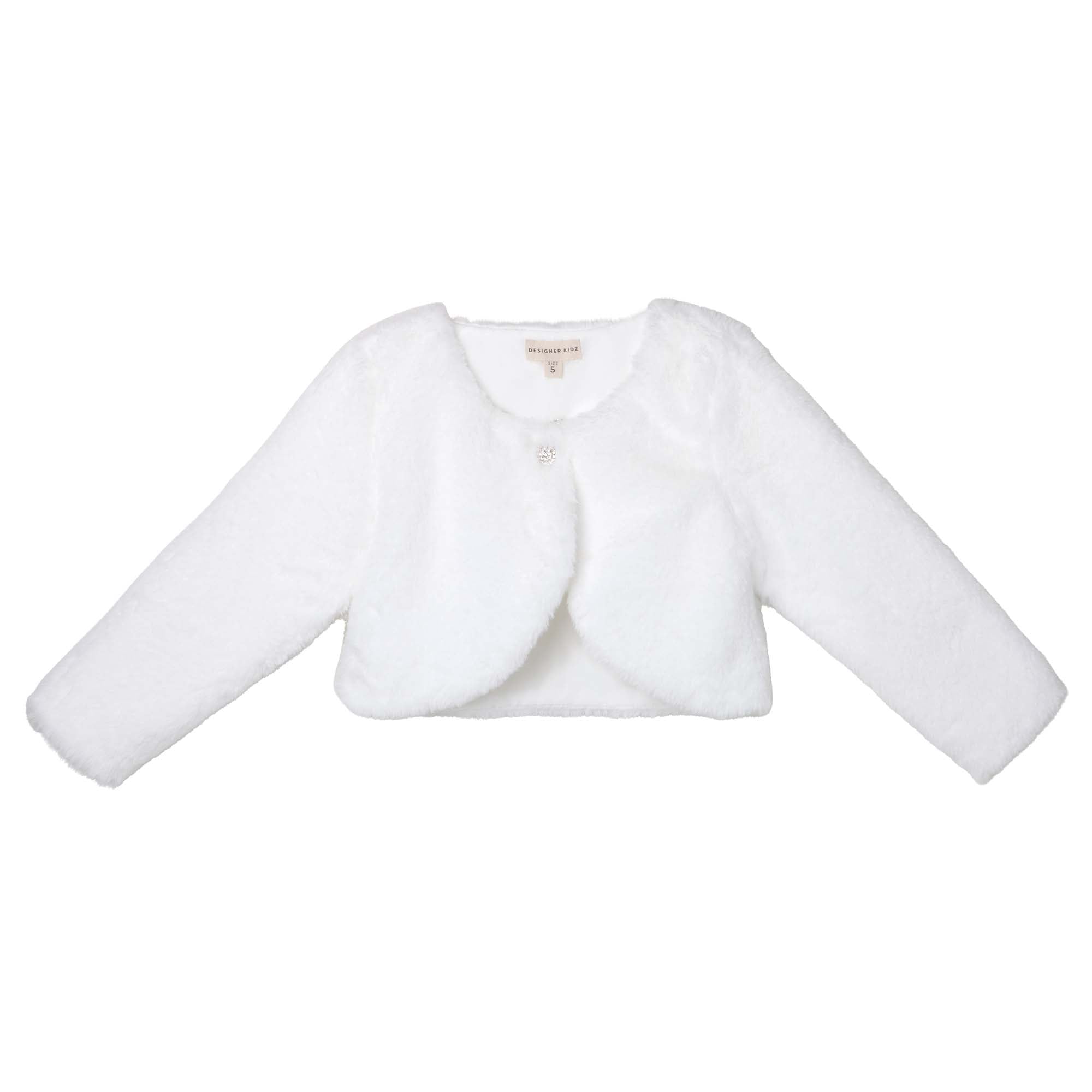 Sarah Faux Fur Jacket - Ivory - Designer Kidz