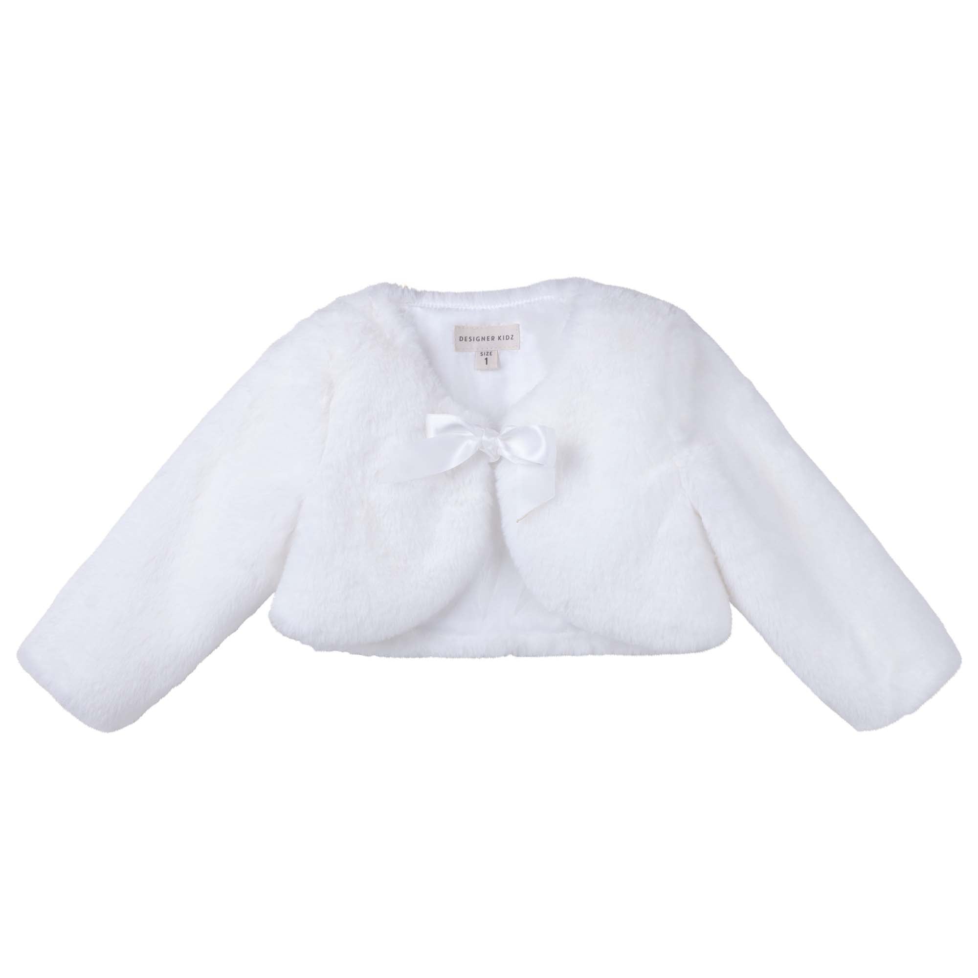 Sassy Baby Faux Fur Jacket - Ivory - Designer Kidz