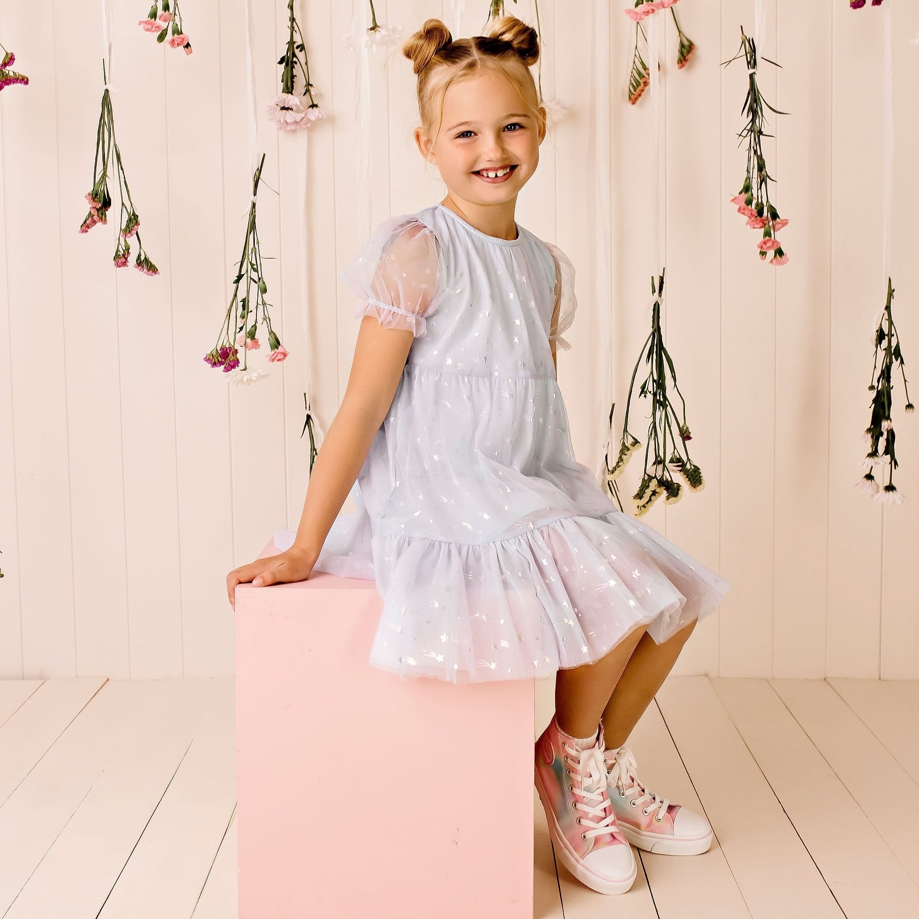 Shooting Star Tiered Dress - Designer Kidz