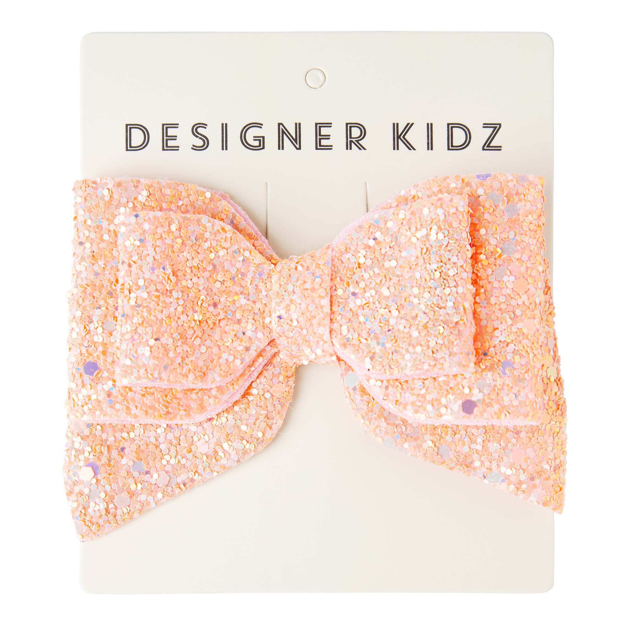 Sparkle Bow Hair Clip - Peach - Designer Kidz