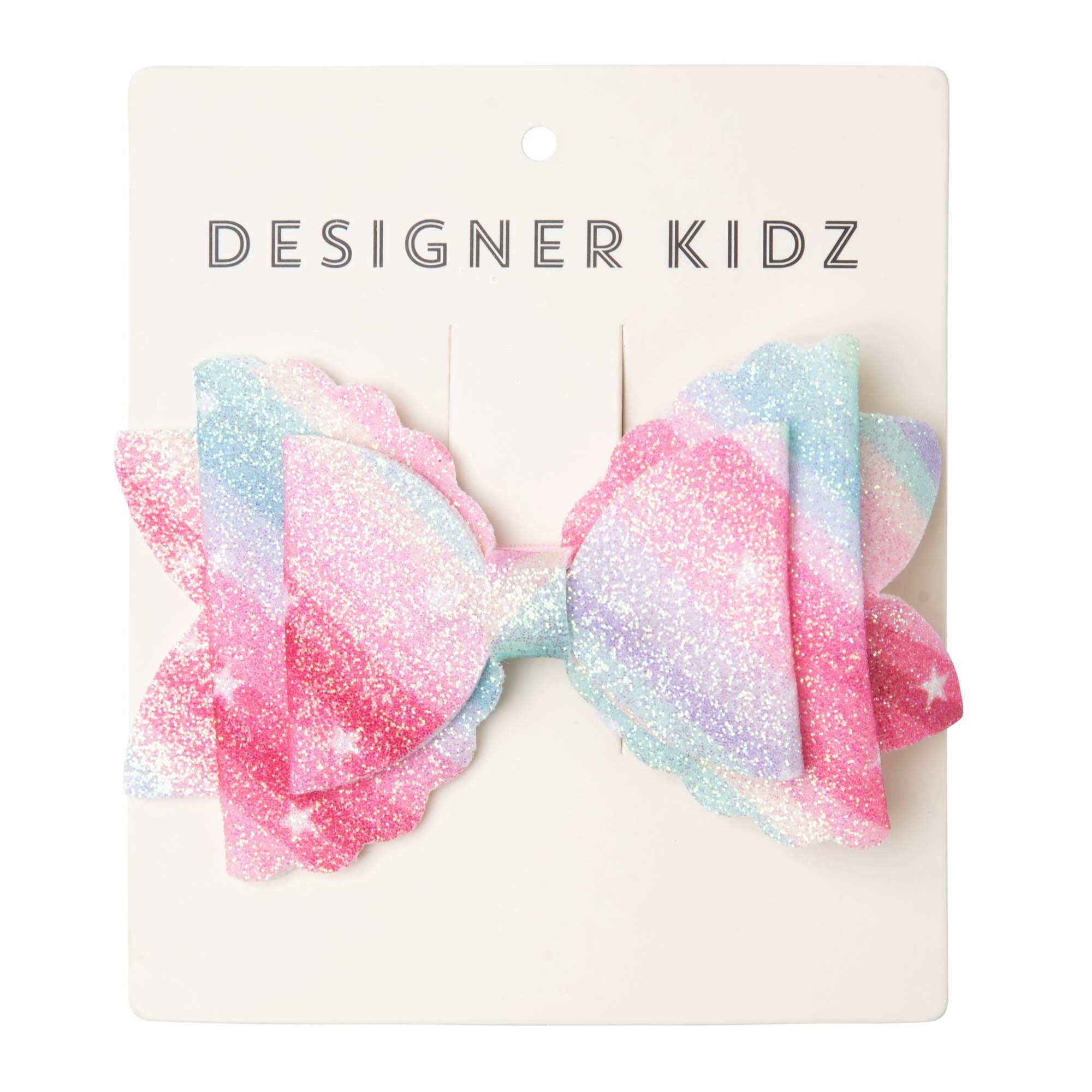 Sparkle Rainbow Bow Hair Clip - Designer Kidz