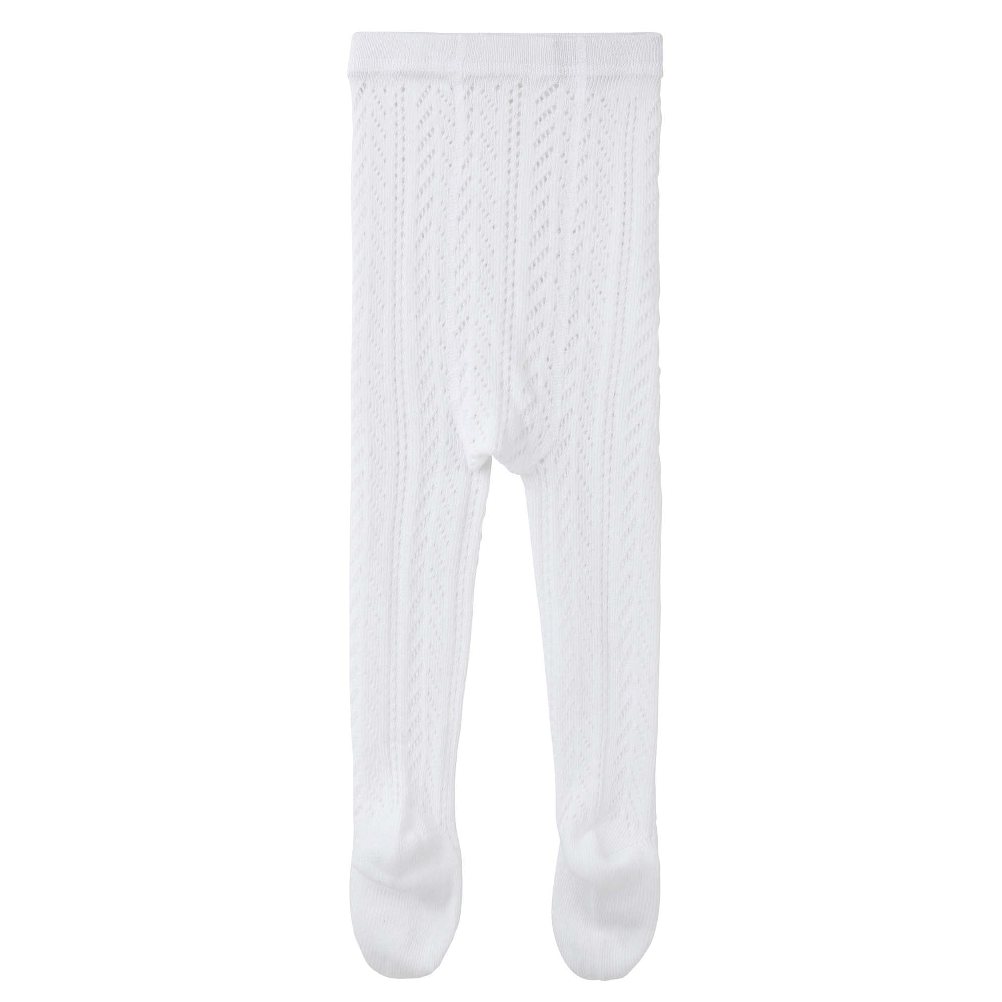 Textured Knit Tights - Ivory - Designer Kidz