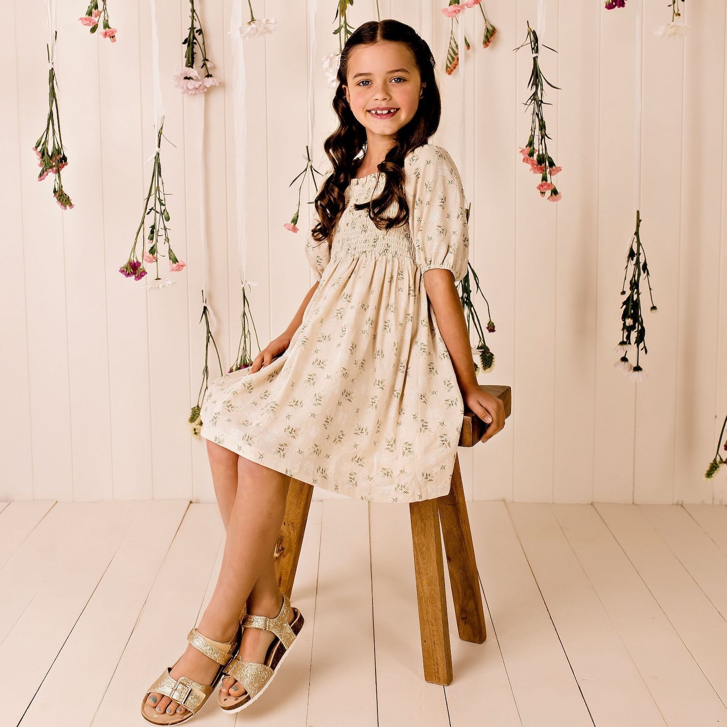 Thea Floral Puff Sleeve Dress - Designer Kidz