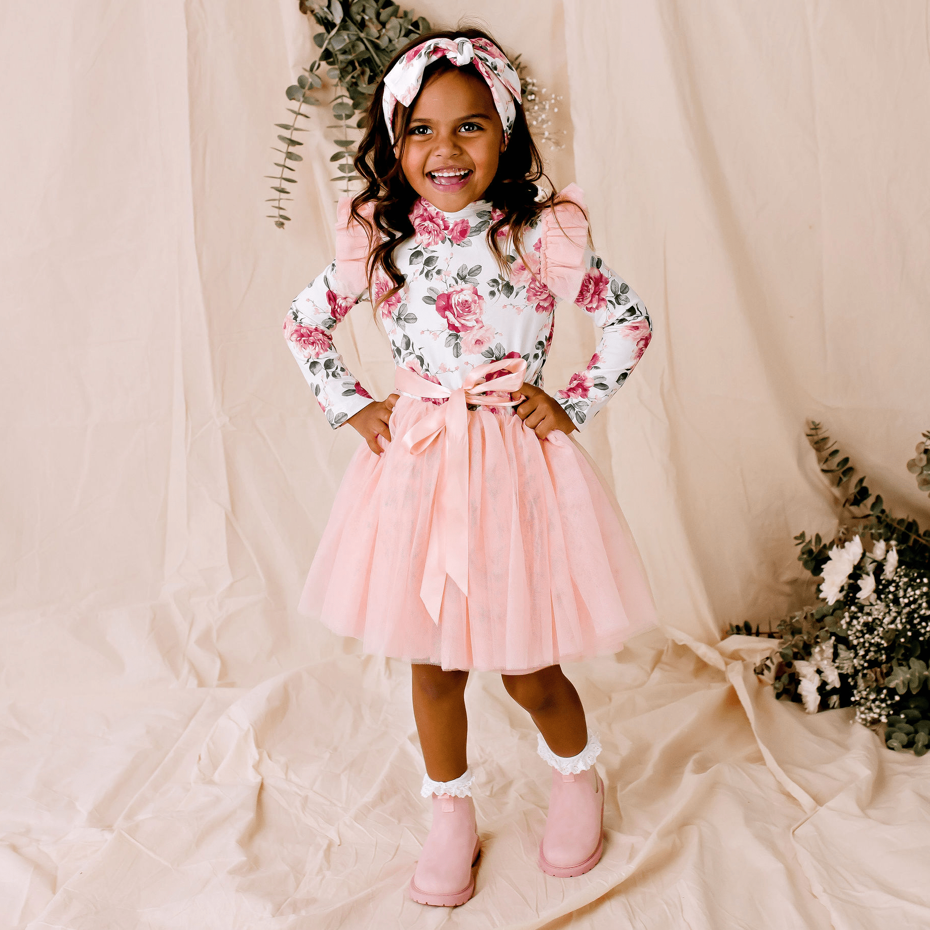 Tilly Floral L/S Tutu Dress - Designer Kidz