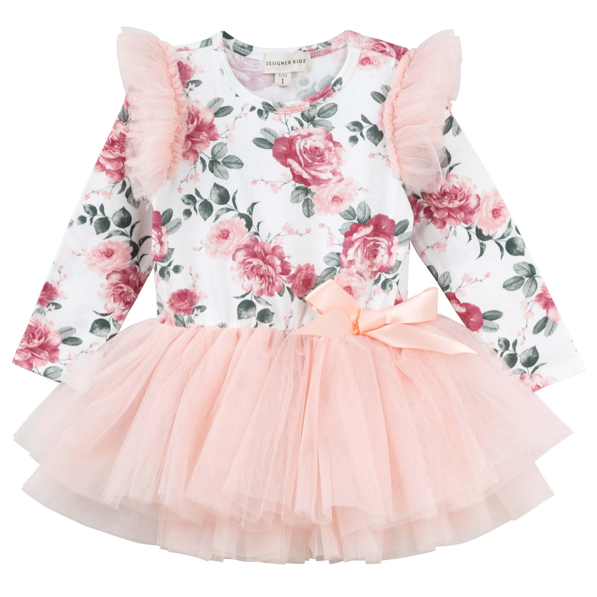 Tilly Floral L/S Tutu Romper - Designer Kidz