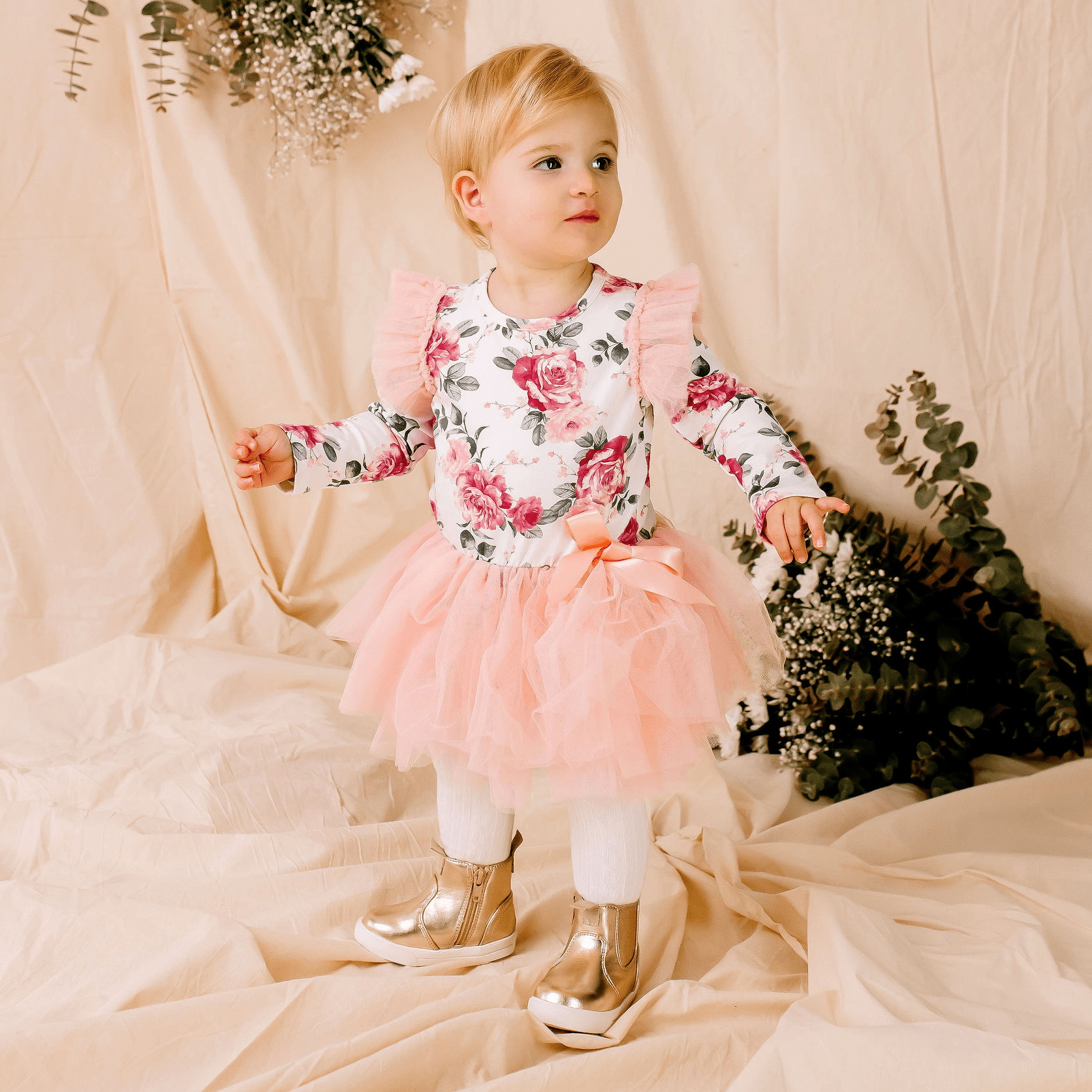 Tilly Floral L/S Tutu Romper - Designer Kidz