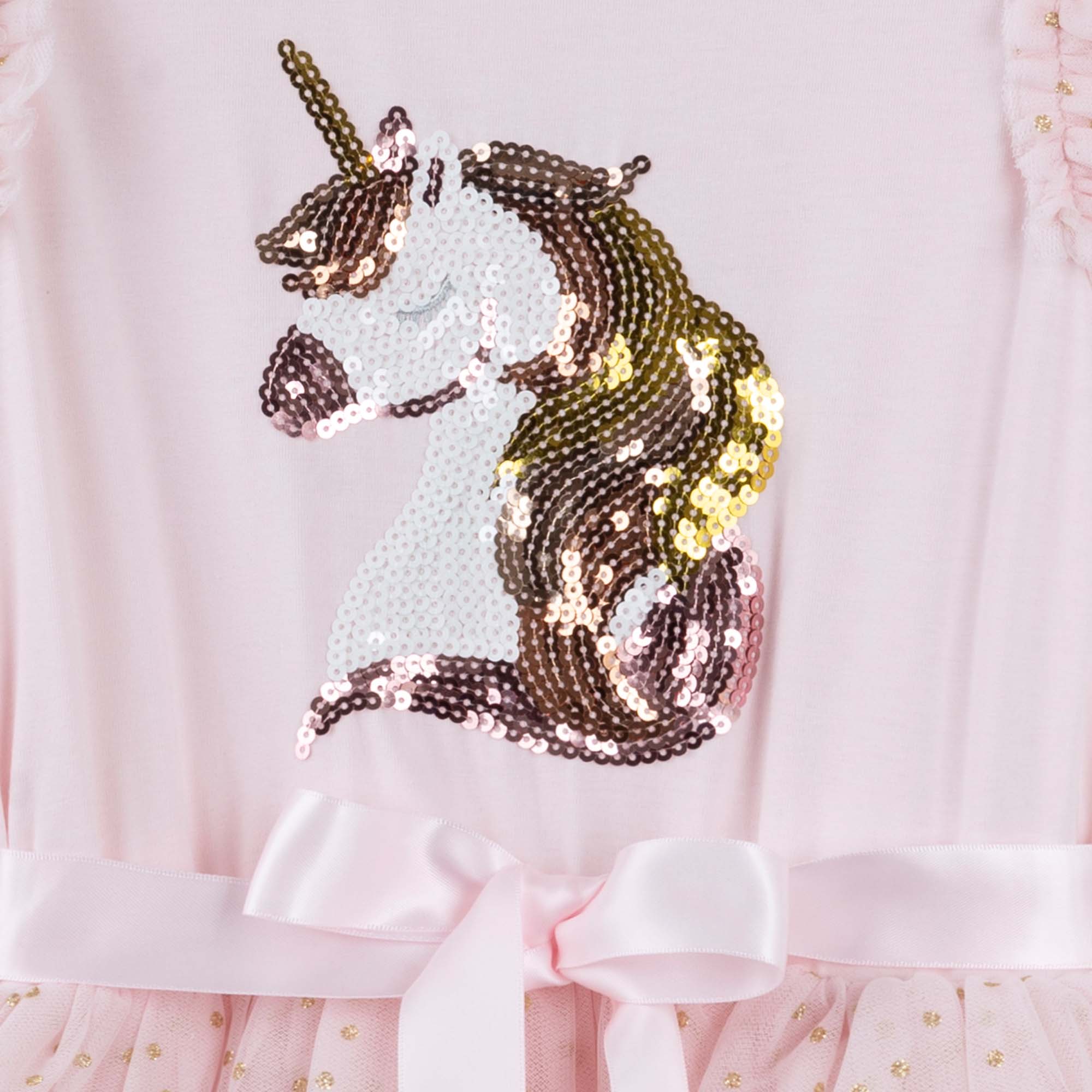 Unicorn Sequin L/S Tutu Dress - Pink - Designer Kidz