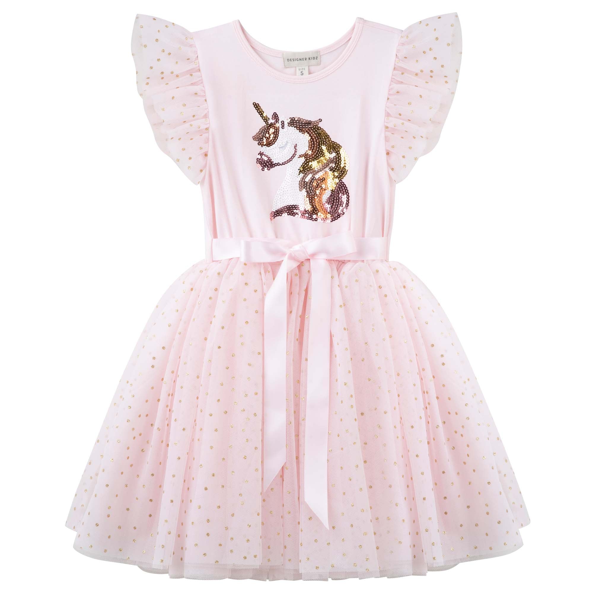 Unicorn Sequin S/S Tutu Dress - Pink - Designer Kidz