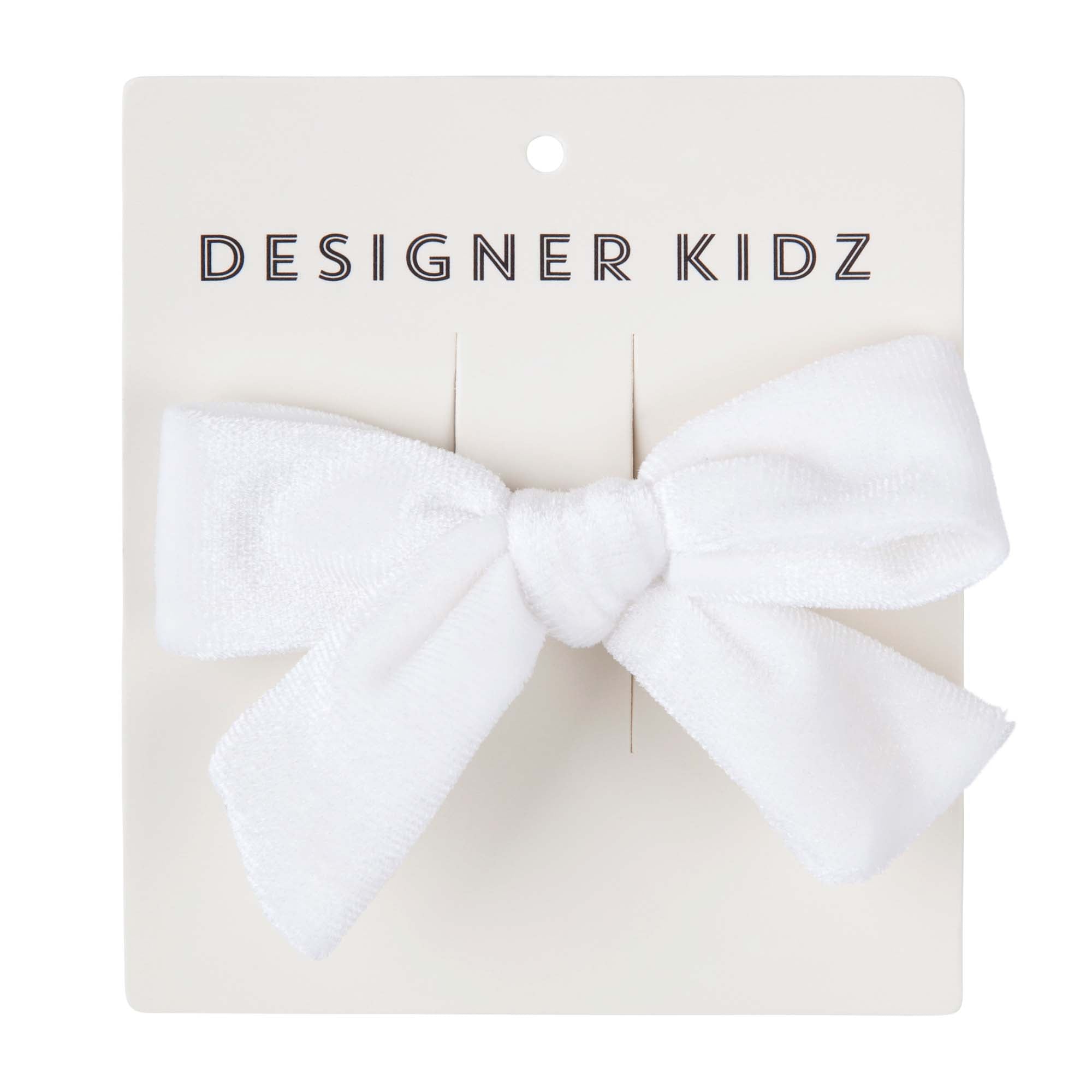 Velvet Bow Hair Clip - Ivory - Designer Kidz