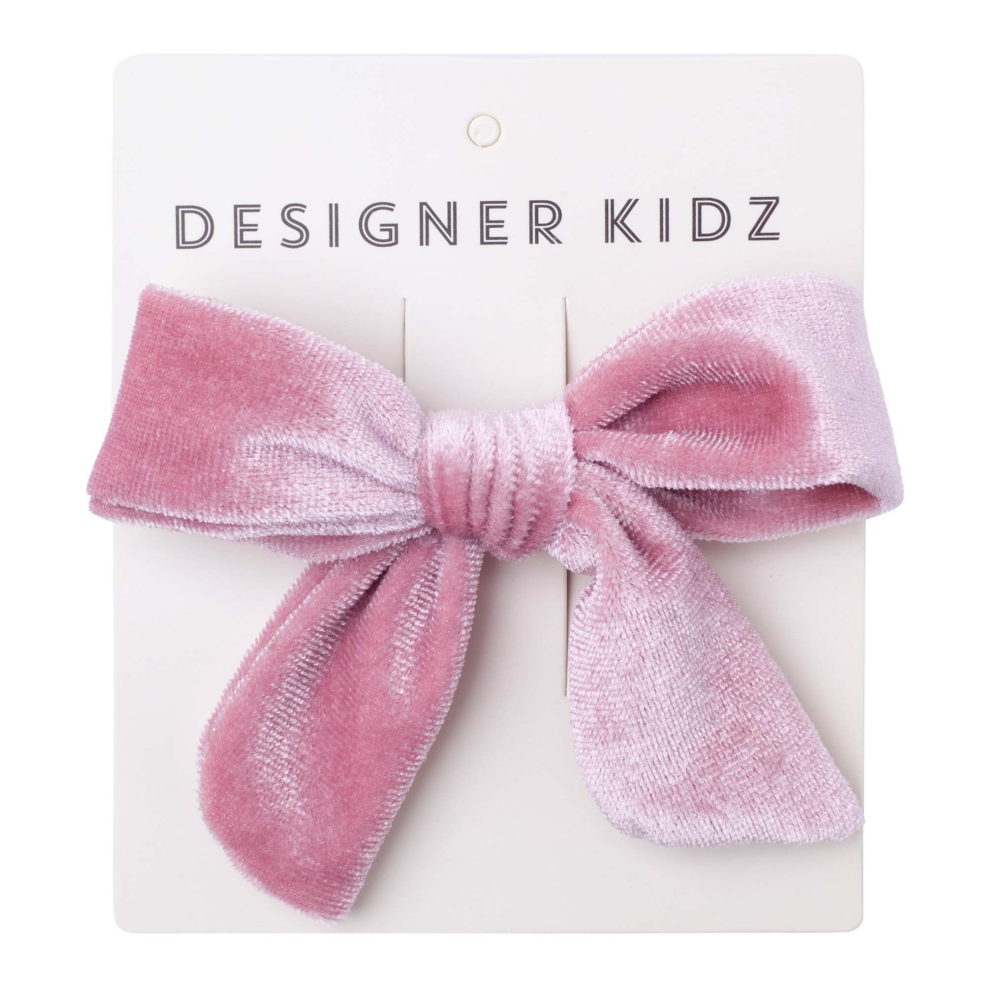 Velvet Bow Hair Clip - Pink - Designer Kidz