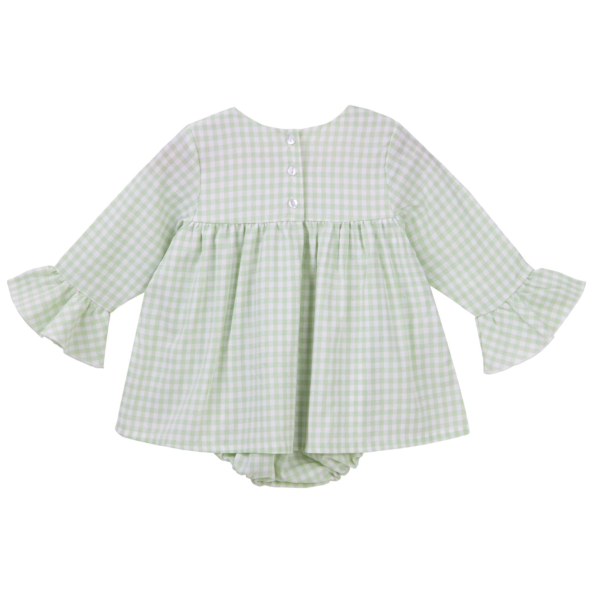 Isla Gingham L/S Romper - Sage