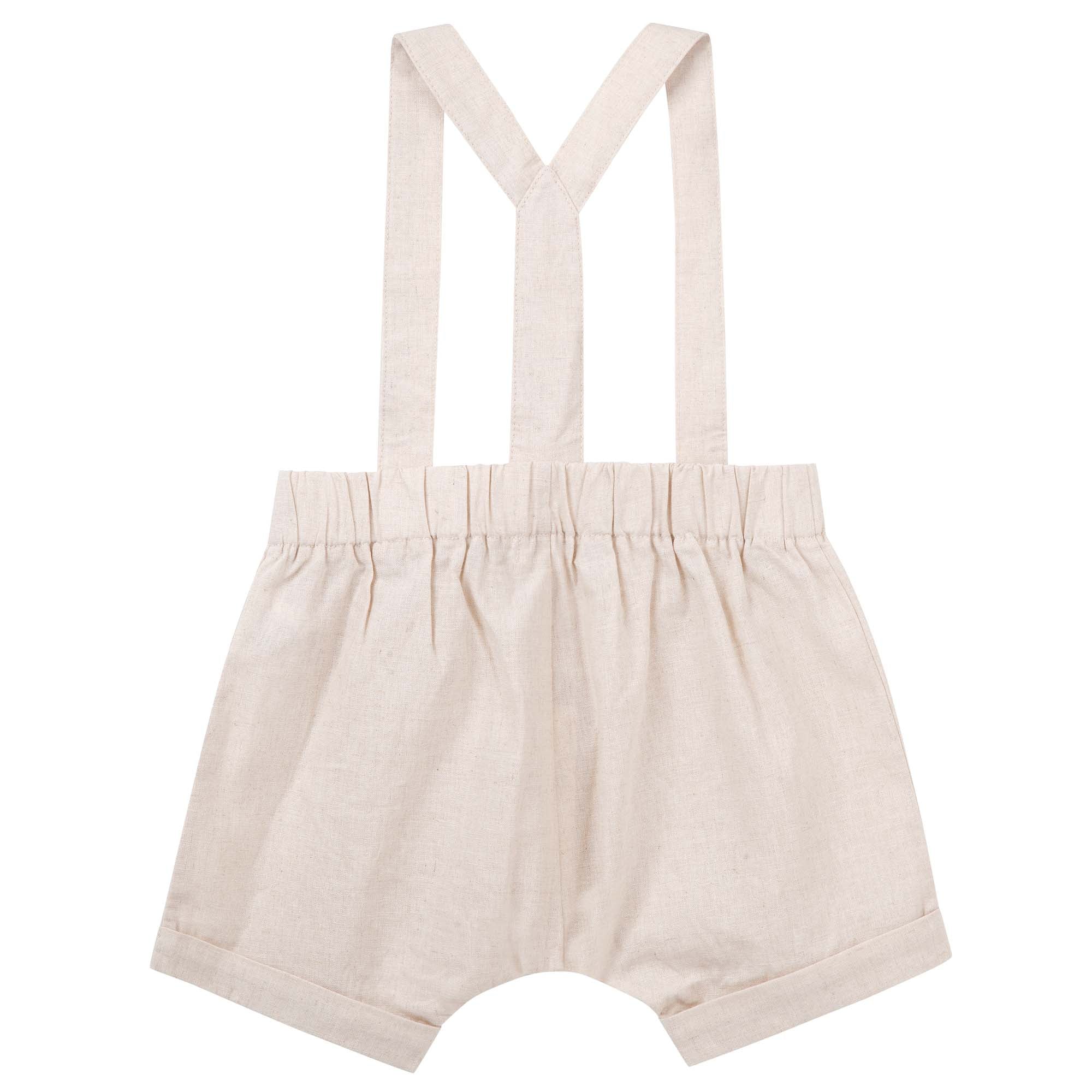 Finley Linen Suspender Shorts - Sand